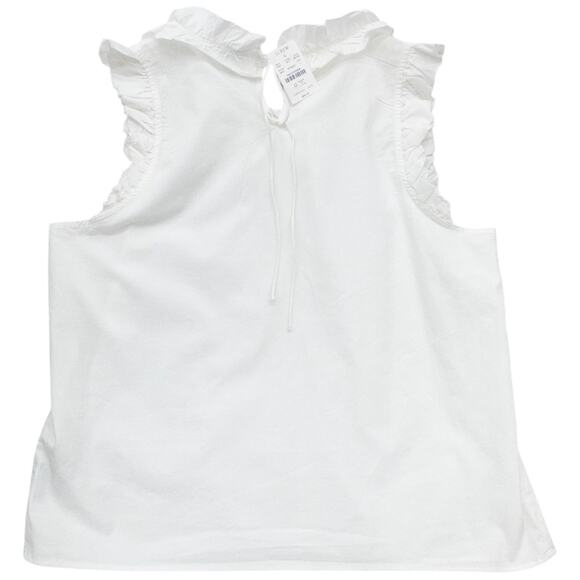 J Crew Ruffle Trim Cotton Poplin Top Sleeveless Tank Women's Large - Picture 3 of 5